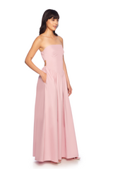 Light Pink Poplin Drop Waist Tube Dress Maxi Dress