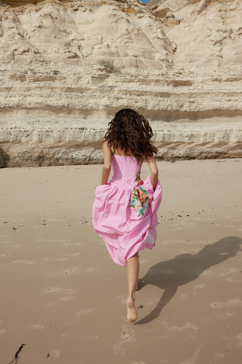 Rosy Brown Cordelia Dress in Salmon Bouquet GOWN