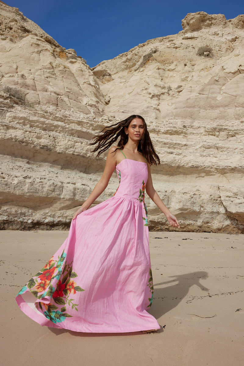 Rosy Brown Cordelia Dress in Salmon Bouquet GOWN