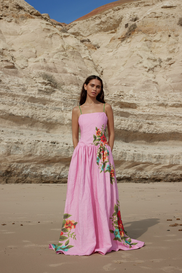 Rosy Brown Cordelia Dress in Salmon Bouquet GOWN