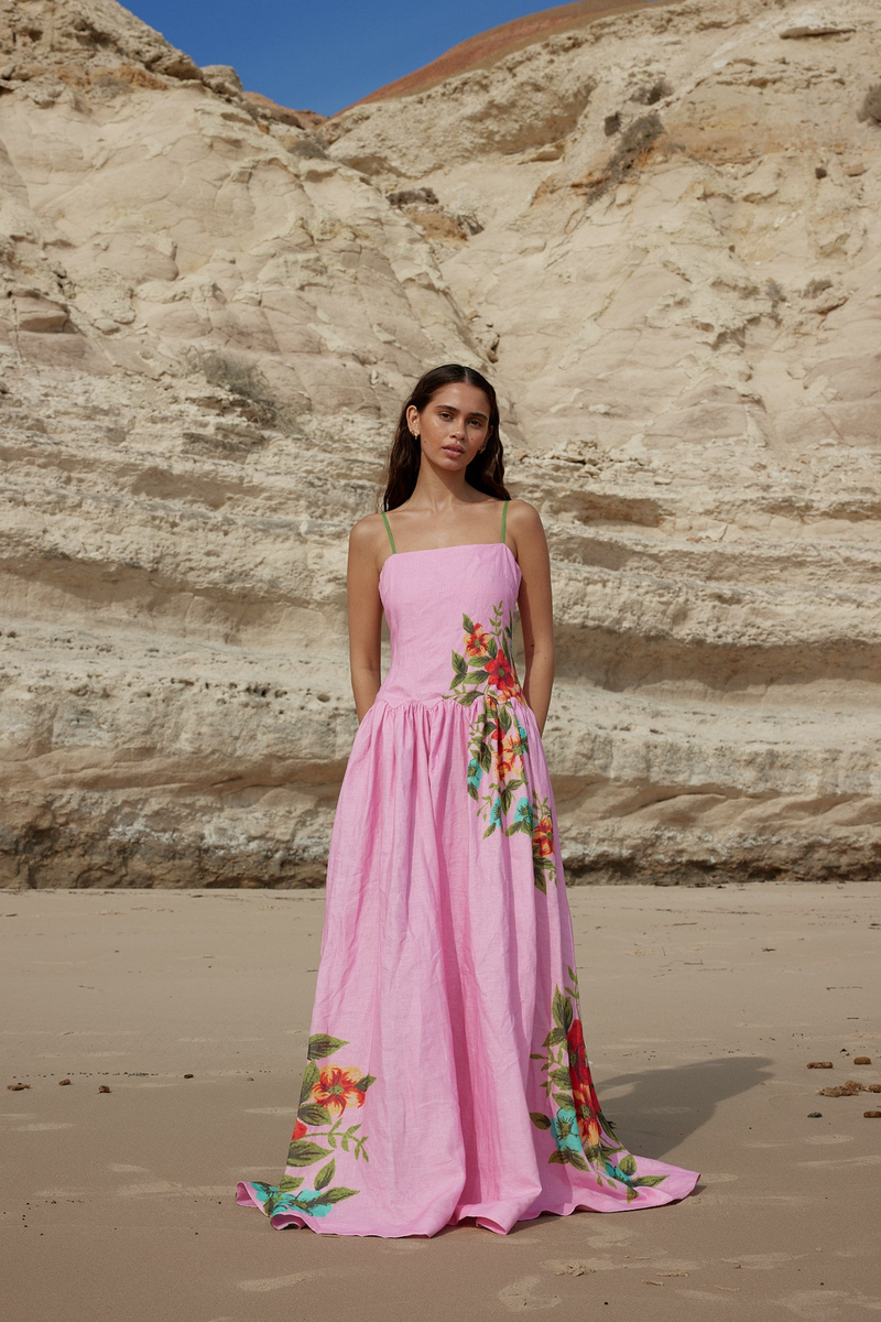 Rosy Brown Cordelia Dress in Salmon Bouquet GOWN