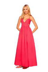 Tomato Poplin Cut Out Open Back Dress Maxi Dress