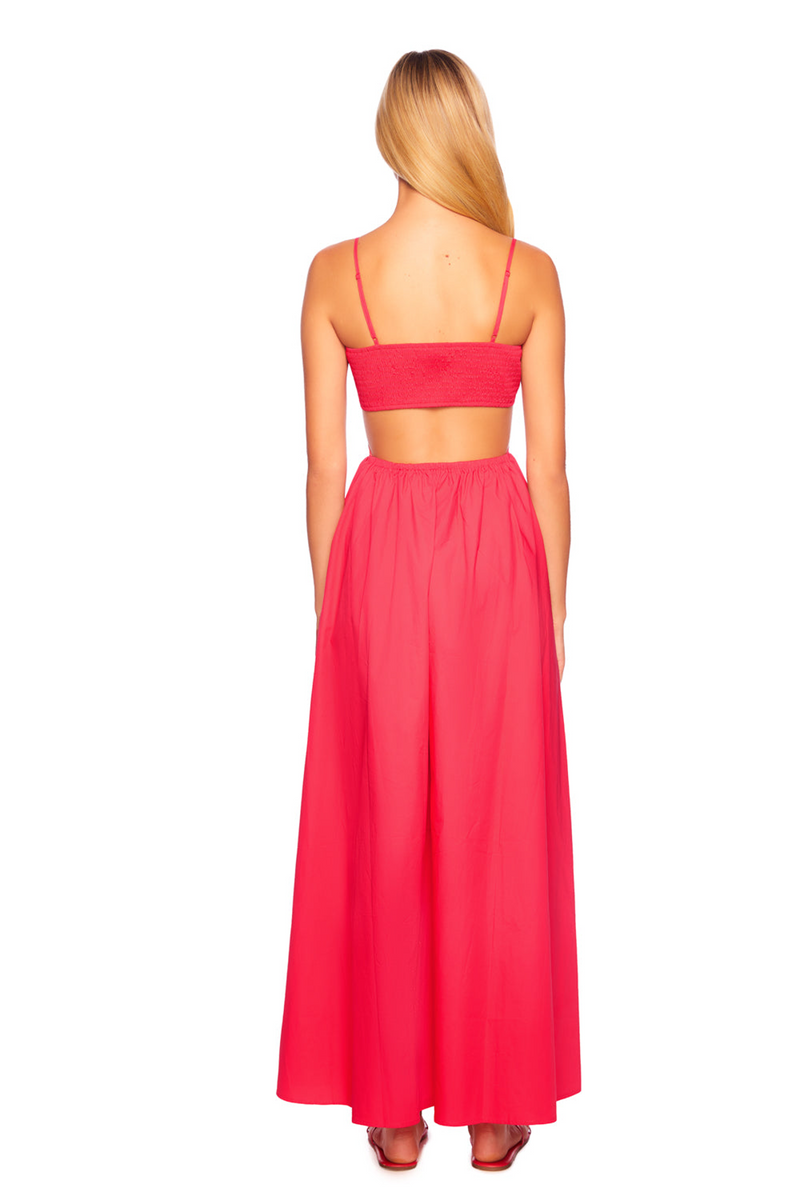 Tomato Poplin Cut Out Open Back Dress Maxi Dress