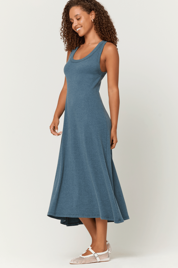 Dim Gray Yuma Scoop Neck Rib Tank Dress Midi Dress