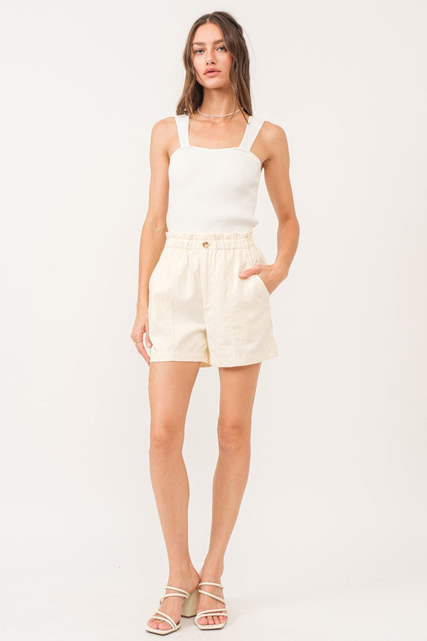 Beige Albany Paperbag Shorts