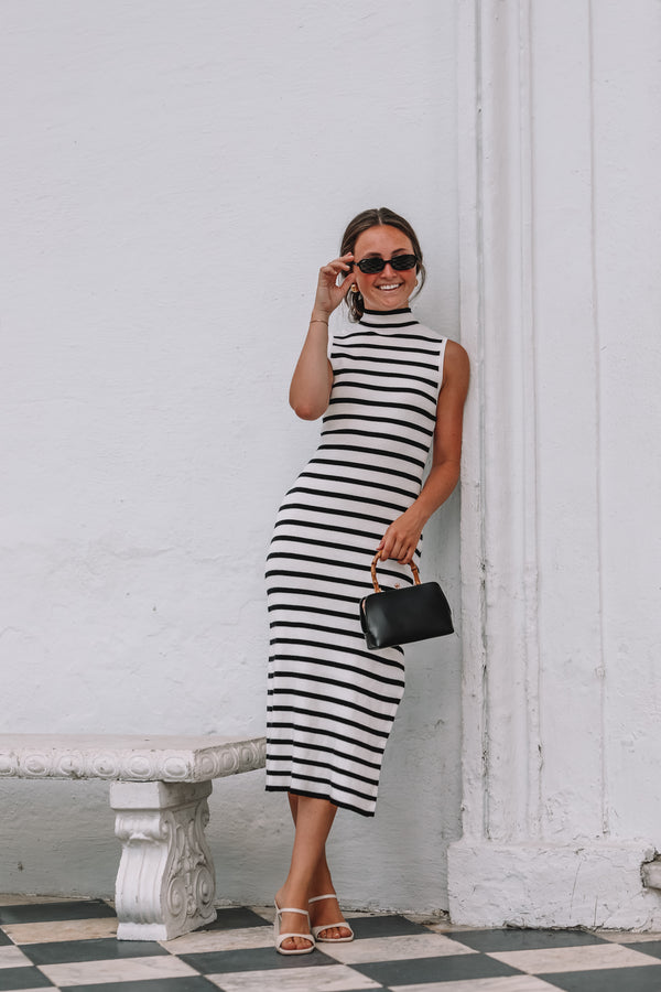Gray Weston Striped Midi Dress