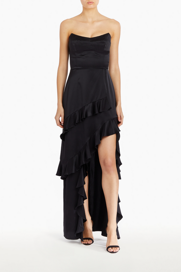 Black Magnolia Silk Maxi in Black Maxi Dress