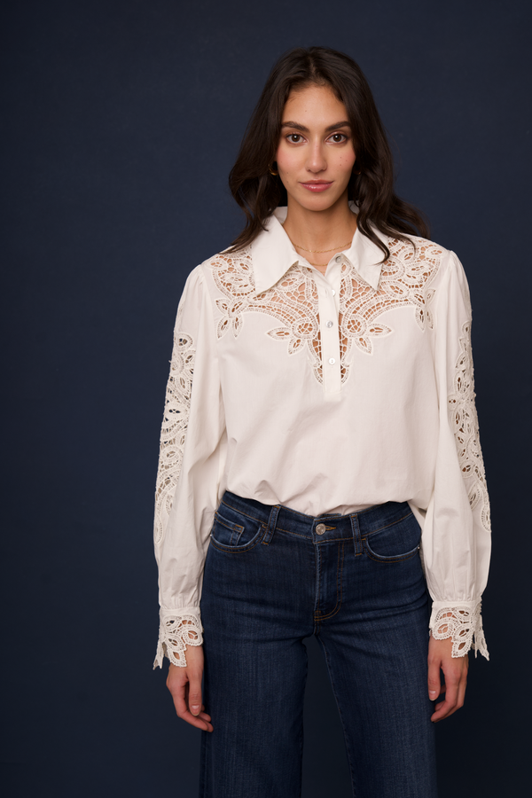 Gray Callum Embroidered Top Top