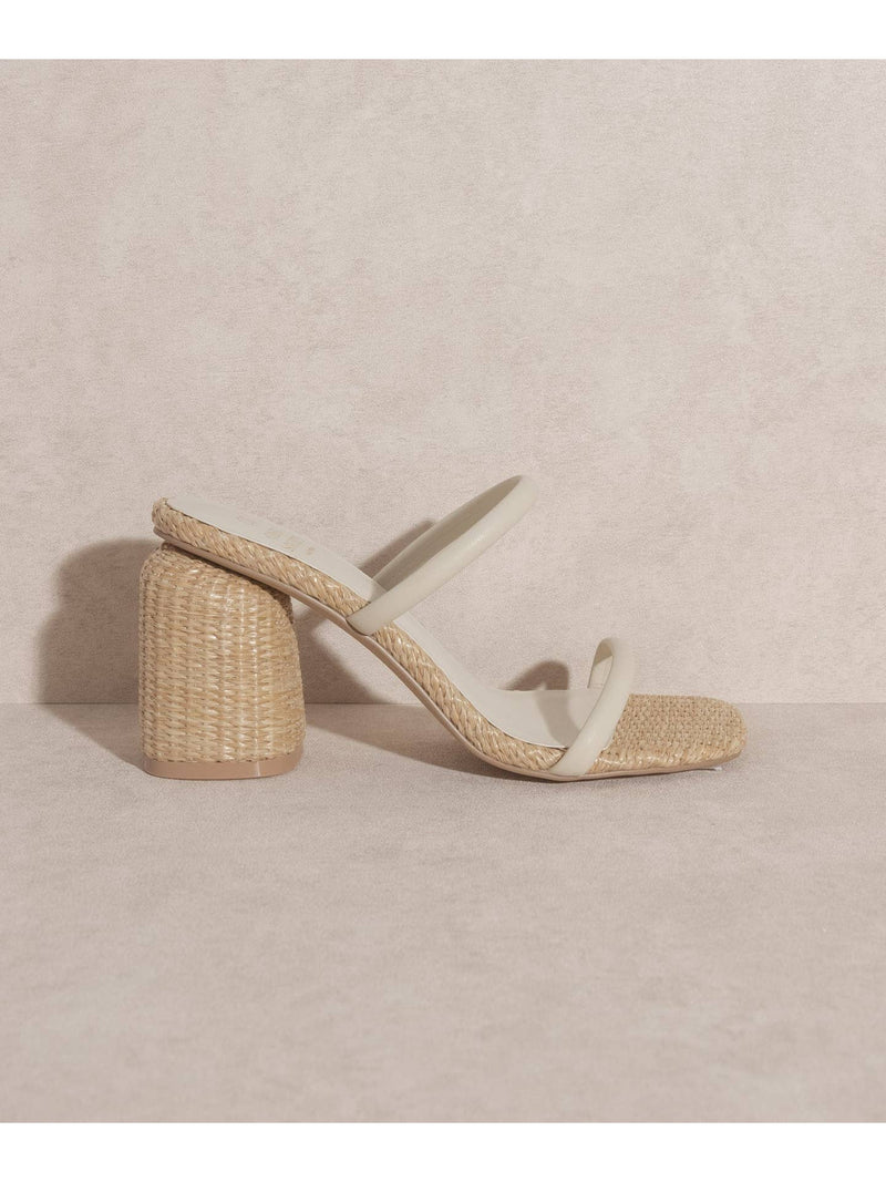 Gray Margaret Rattan Heels Heel