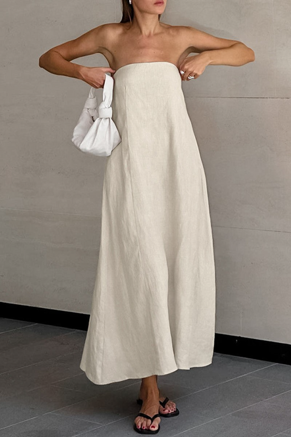 Light Slate Gray Dolores Linen Maxi Dress