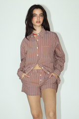 Light Gray Always Noticed Striped Boyfriend Shirt Top