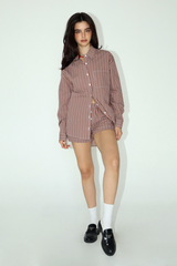 Light Gray Always Noticed Striped Boyfriend Shirt Top