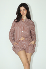 Light Gray Always Noticed Striped Boyfriend Shirt Top