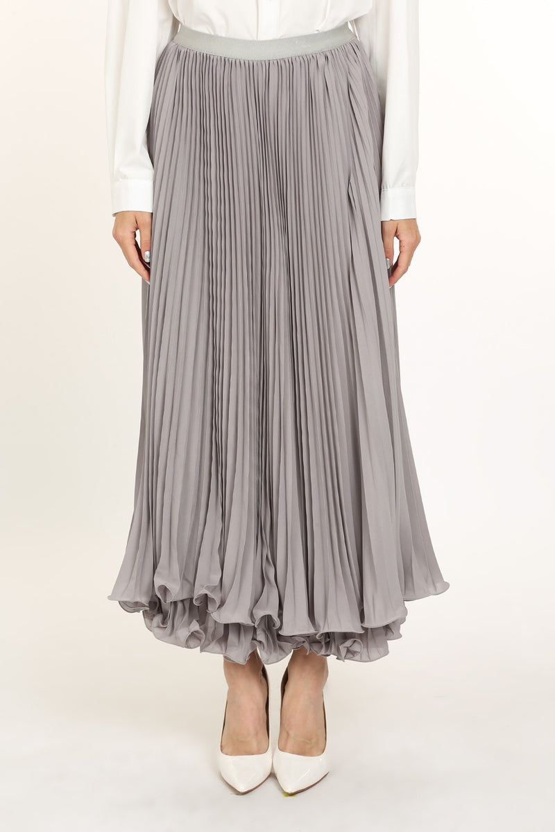 Light Gray Ziola Pleated Skirt Maxi Skirt