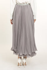 Light Gray Ziola Pleated Skirt Maxi Skirt