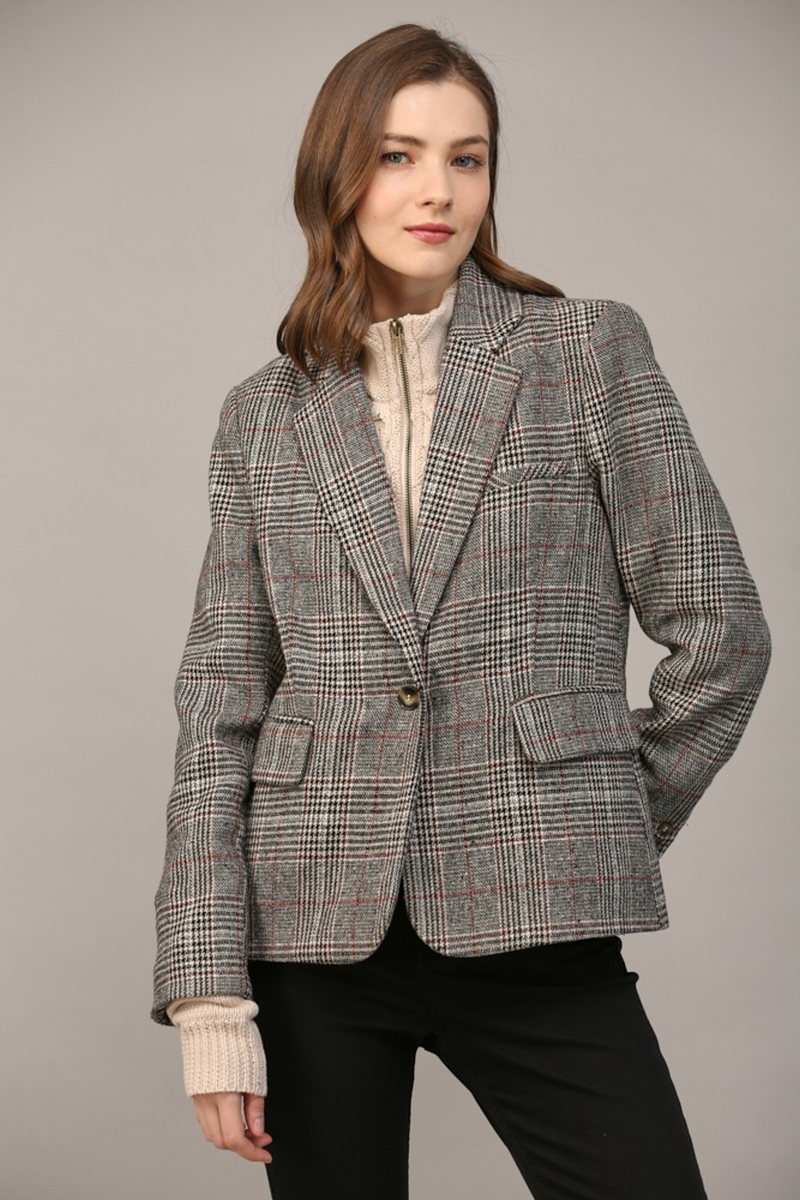 Dark Gray Orleans Plaid Blazer Blazer