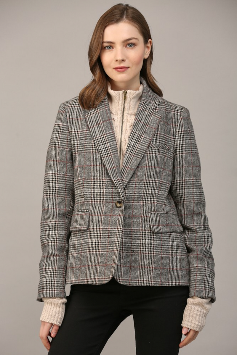 Dark Gray Orleans Plaid Blazer Blazer