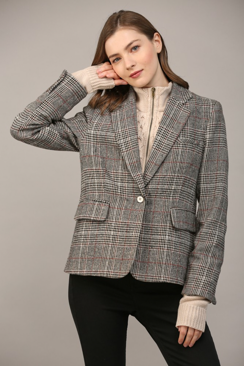 Dark Gray Orleans Plaid Blazer Blazer