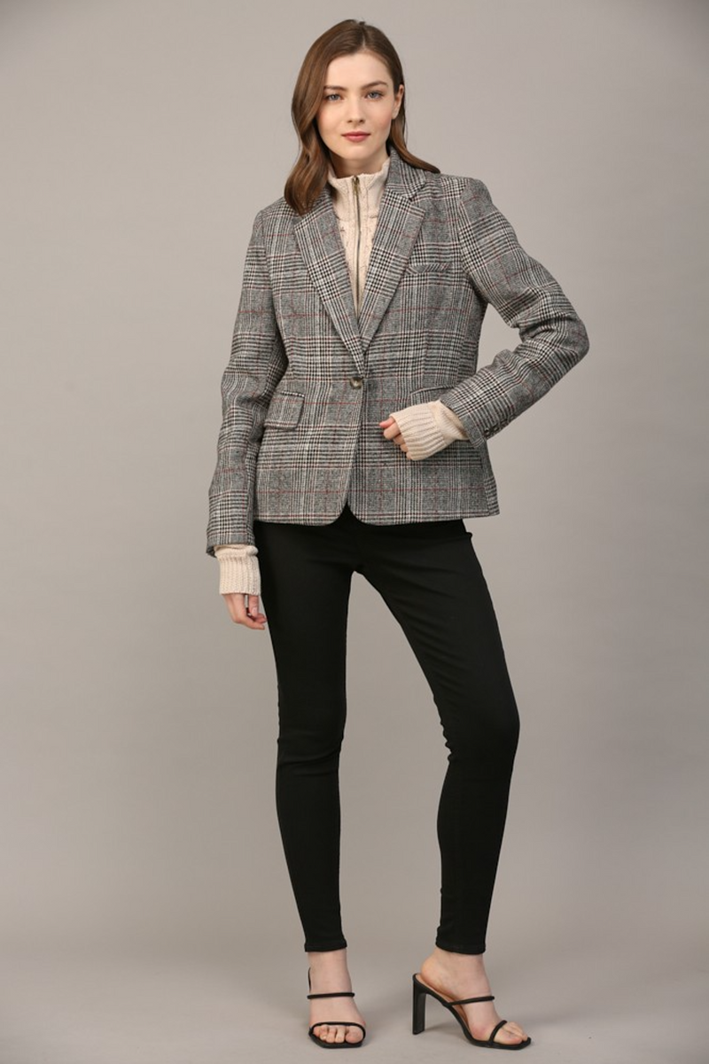 Dark Gray Orleans Plaid Blazer Blazer