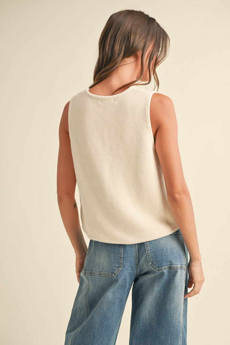 Wheat Walsh Tie Front Vest Top