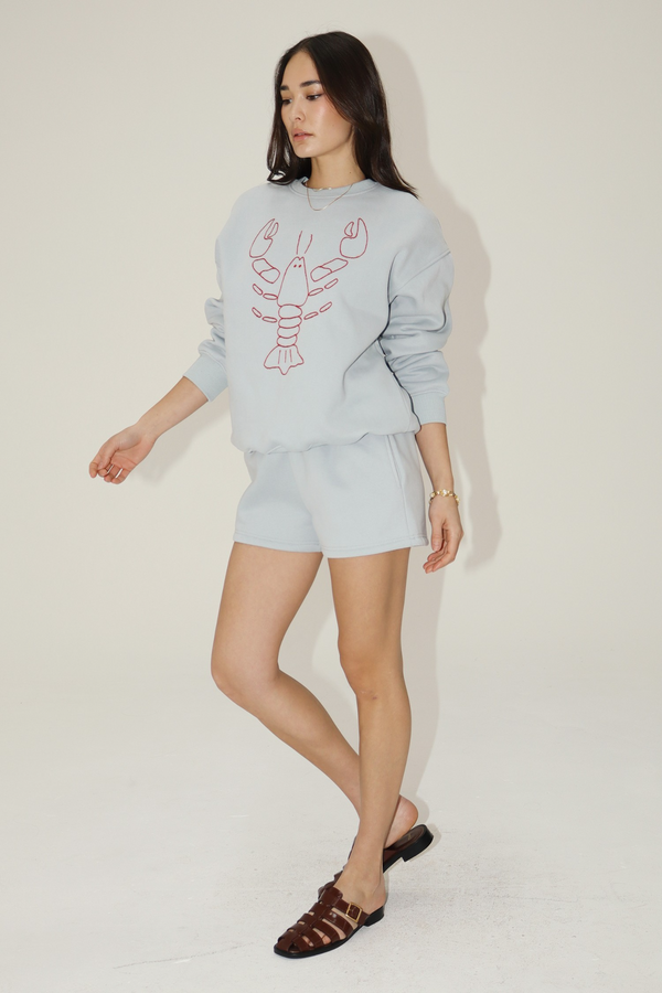 Light Gray Lobster Season Embroidered Sweater Sweatshirt