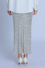 Light Steel Blue Disco Night Sequin Pencil Skirt Maxi Skirt