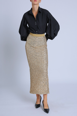 Gray Disco Night Sequin Pencil Skirt Maxi Skirt