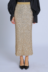 Gray Disco Night Sequin Pencil Skirt Maxi Skirt