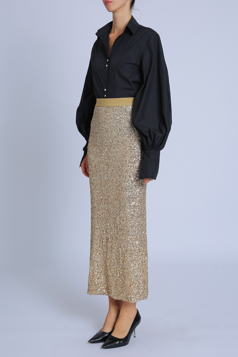 Gray Disco Night Sequin Pencil Skirt Maxi Skirt