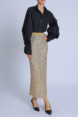 Gray Disco Night Sequin Pencil Skirt Maxi Skirt