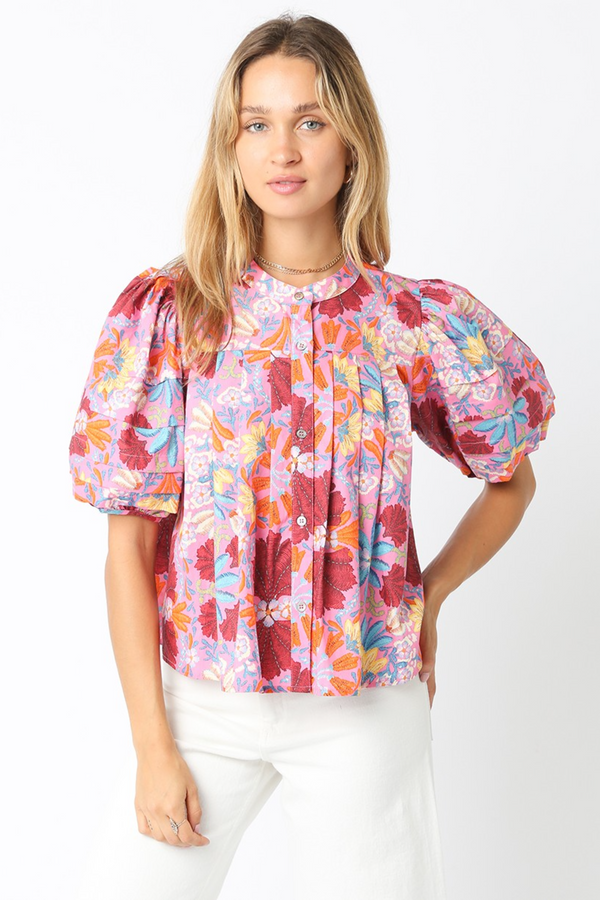 Misty Rose Pink Skies Printed Top Top