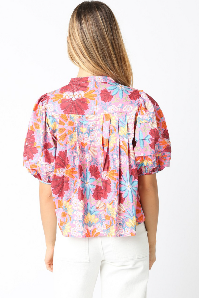 Misty Rose Pink Skies Printed Top Top