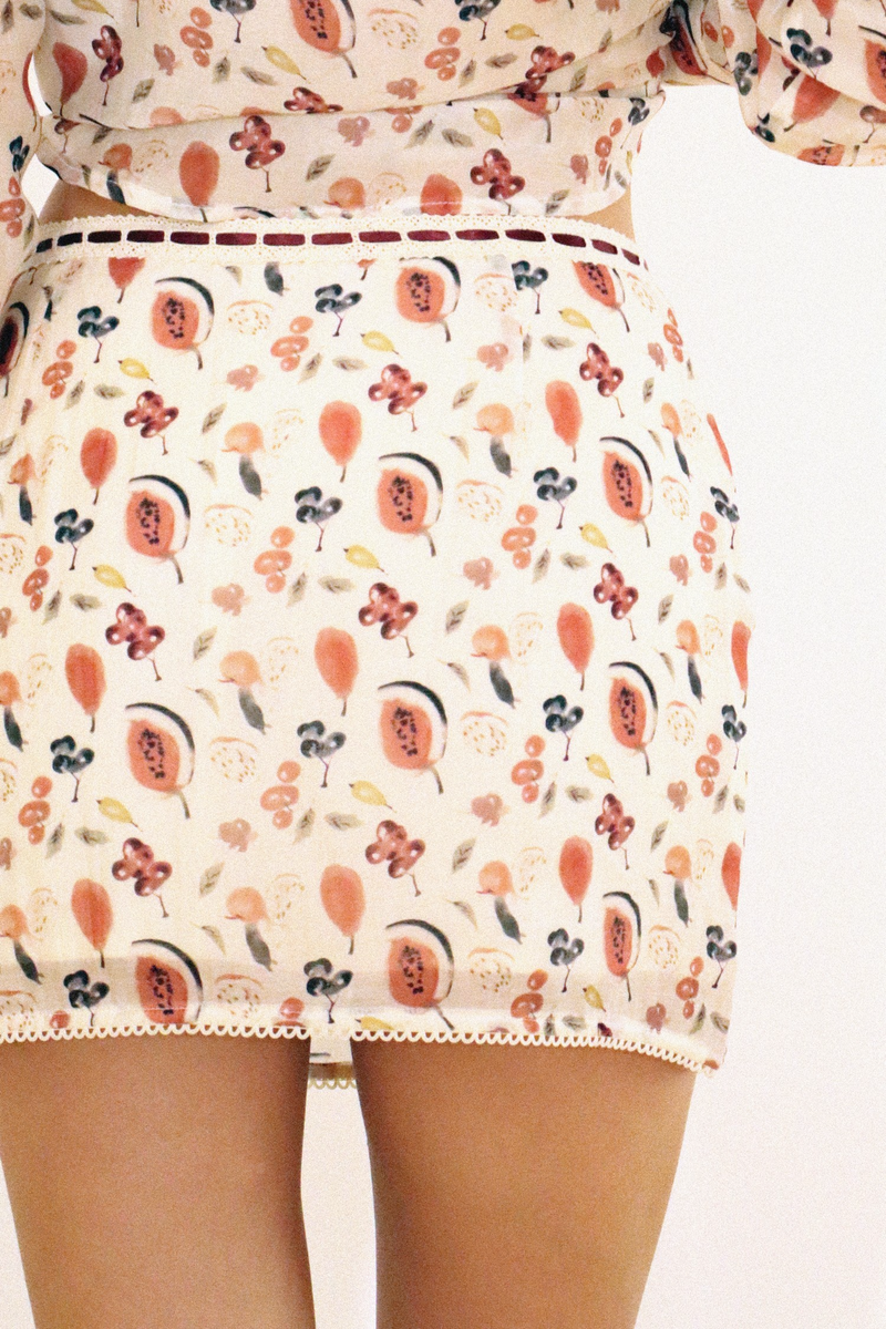 Antique White Fruit Medley Mini Skirt Mini Skirt