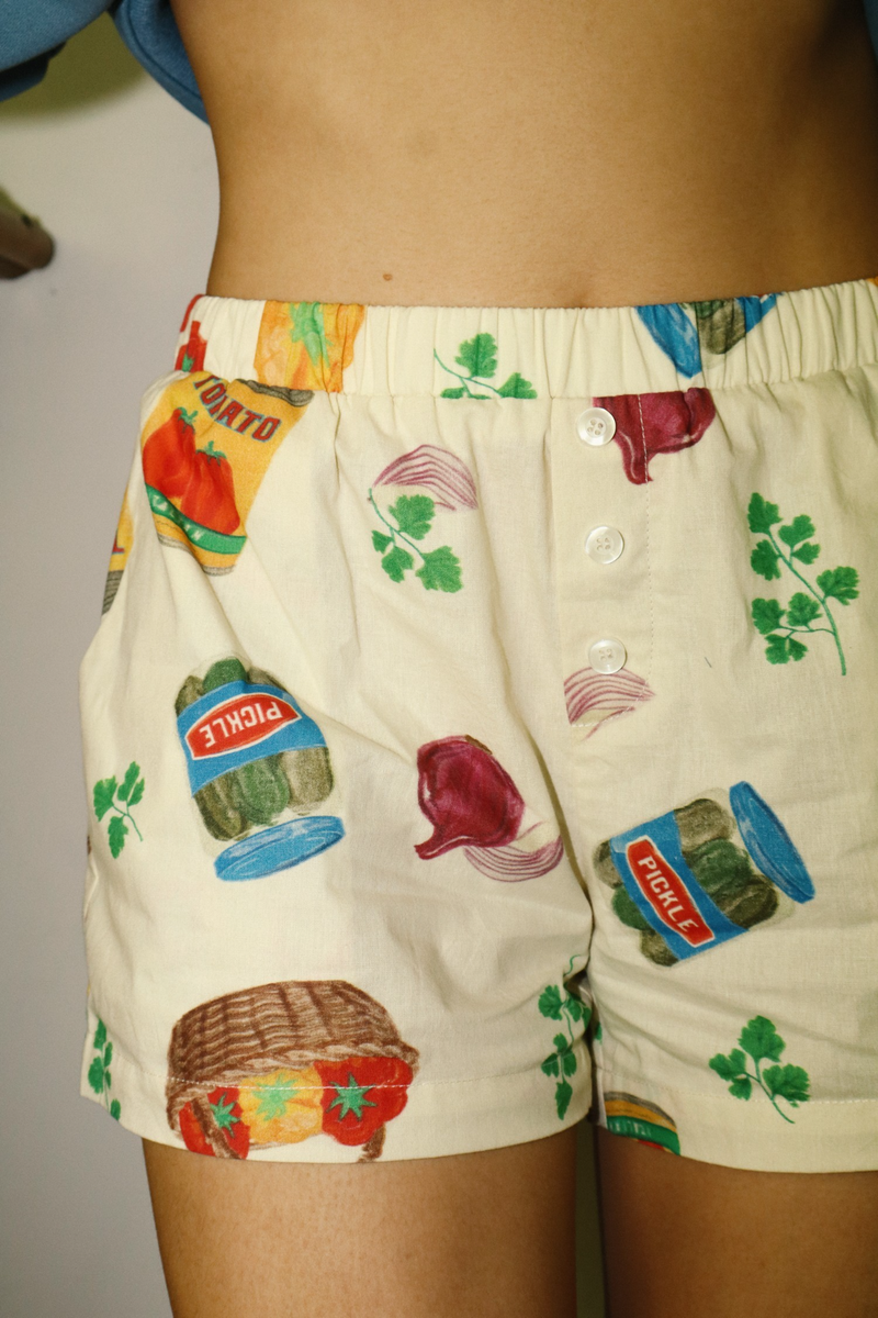 Tan Fresh Finds Grocery Print Shorts Short