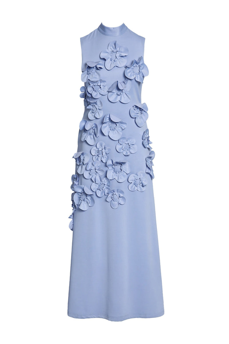 Light Steel Blue Blue Lagoon Floral Dress Maxi Dress