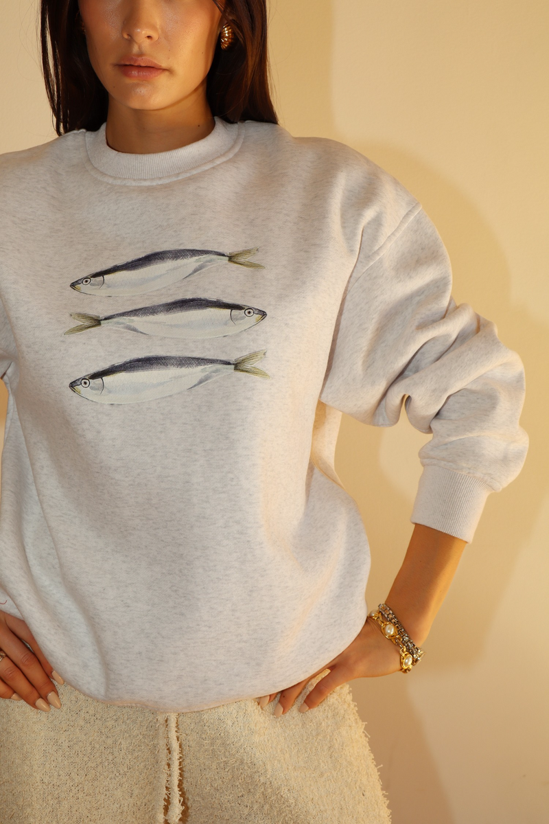 Tan Vintage Sardines Sweatshirt Sweatshirt