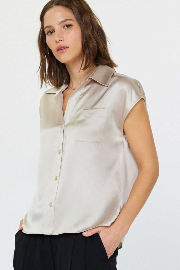 Light Gray Deene Silk Blouse Blouse