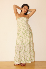 Wheat Anchorage Strapless Floral Maxi Dress Maxi Dress