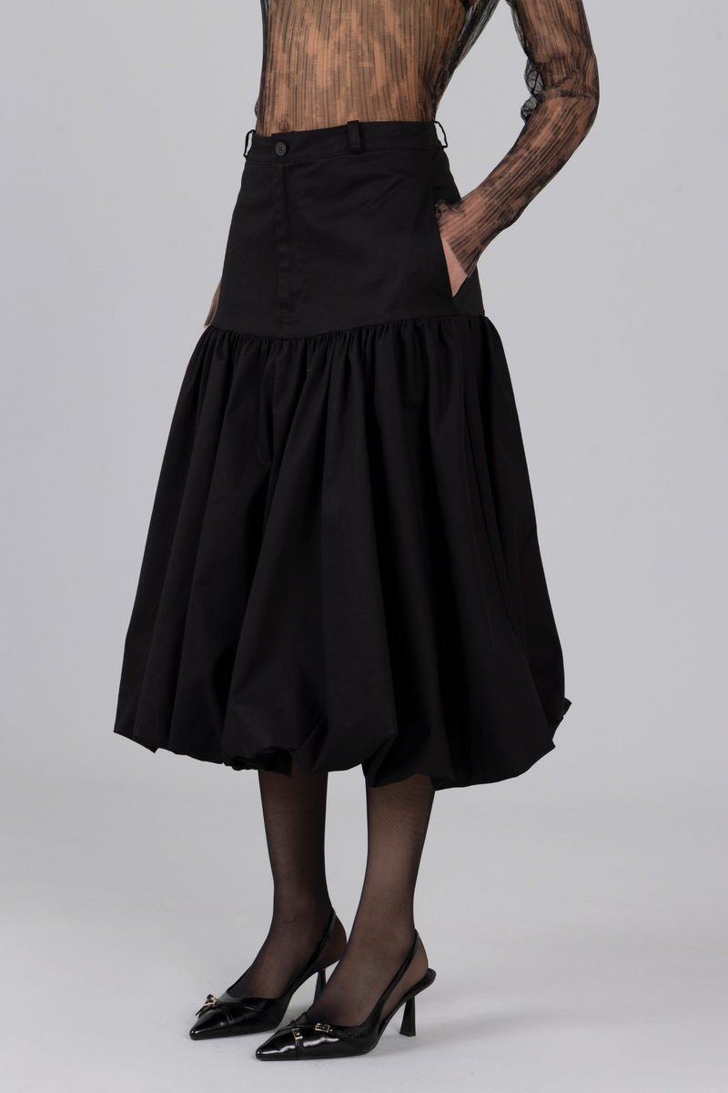 Black Balloon Midi Skirt Midi Skirt