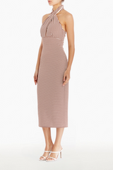 White Smoke Conchita Dress in Brown/Cream Midi Dress