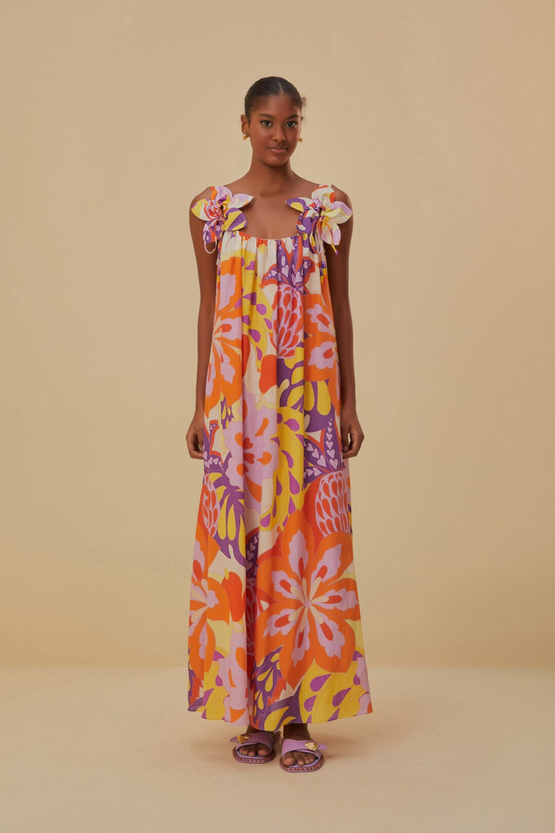 Tan Lee Floral Detail Maxi Dress Maxi Dress