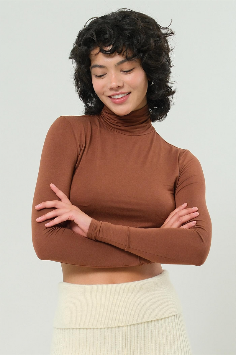 Light Gray McCaul Turtleneck Crop Top TOP