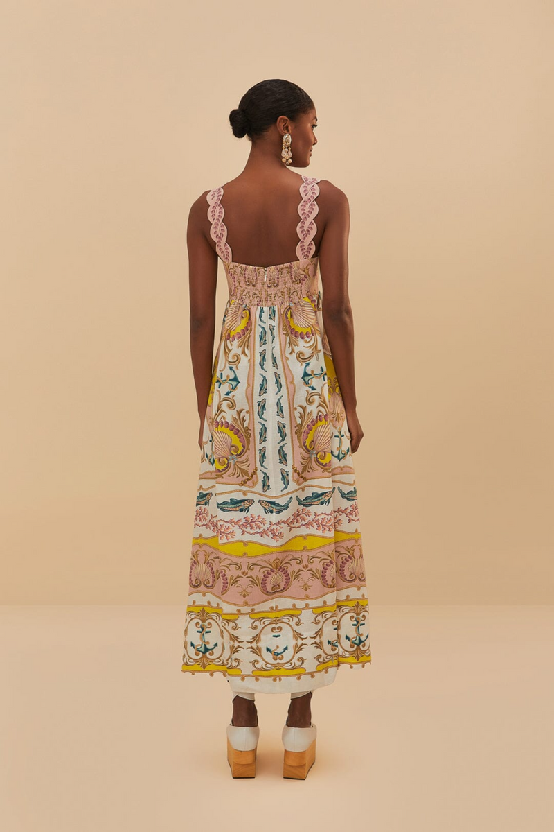 Maritime Magic Off White Sleeveless Maxi Dress