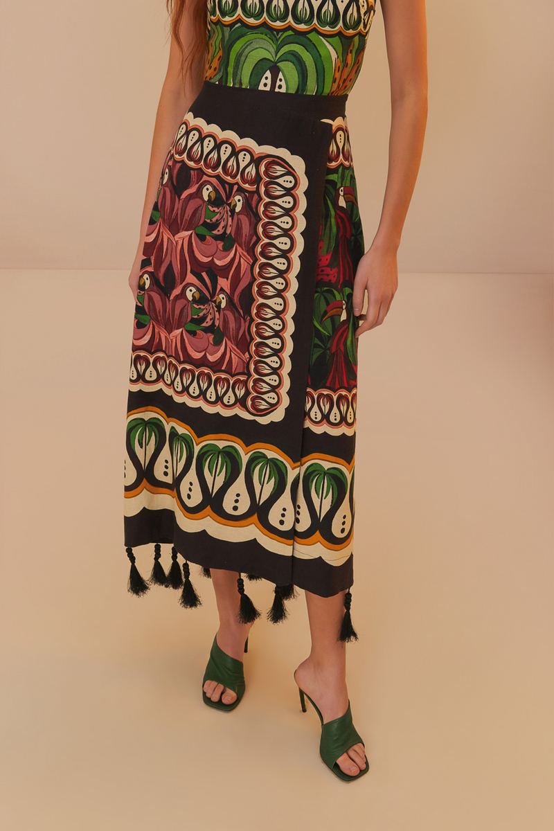 Tan Coconut Tree Flow Scarf Dress Midi Dress