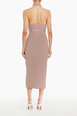 White Smoke Conchita Dress in Brown/Cream Midi Dress