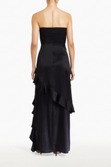 Black Magnolia Silk Maxi in Black Maxi Dress