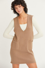 Beige Autumn Air Pinafore Mini Dress Mini Dress