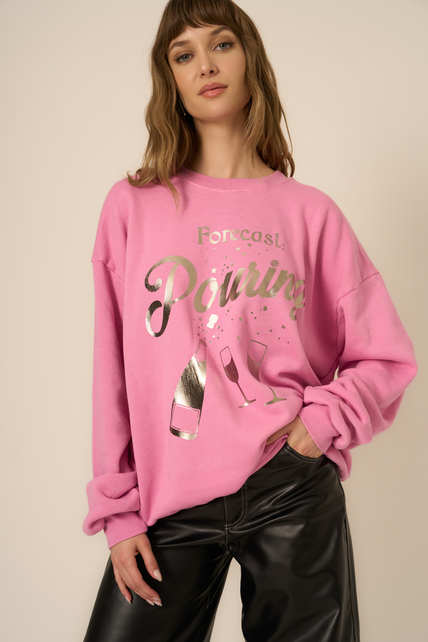 Light Pink Forecast Pouring Foil Sweatshirt Sweatshirt