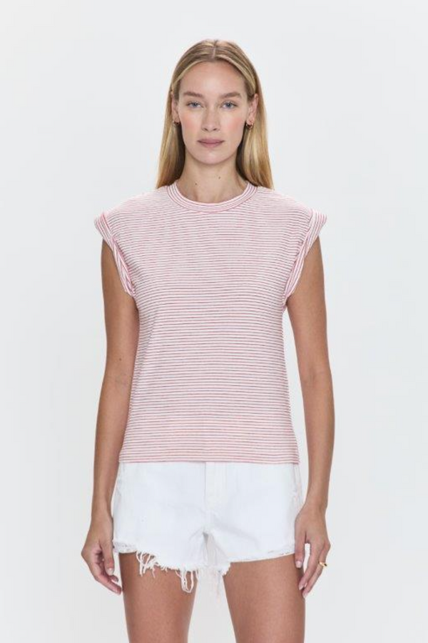 Lavender Olivia Top in White Ruby Stripe Top