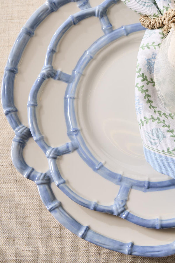 Gray French Blue Bamboo Plates Plate